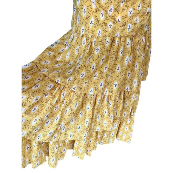 VERONICA BEARD Virginia Dress One Shoulder Floral Layered Yellow Cotton 6 NWT - Picture 10 of 12